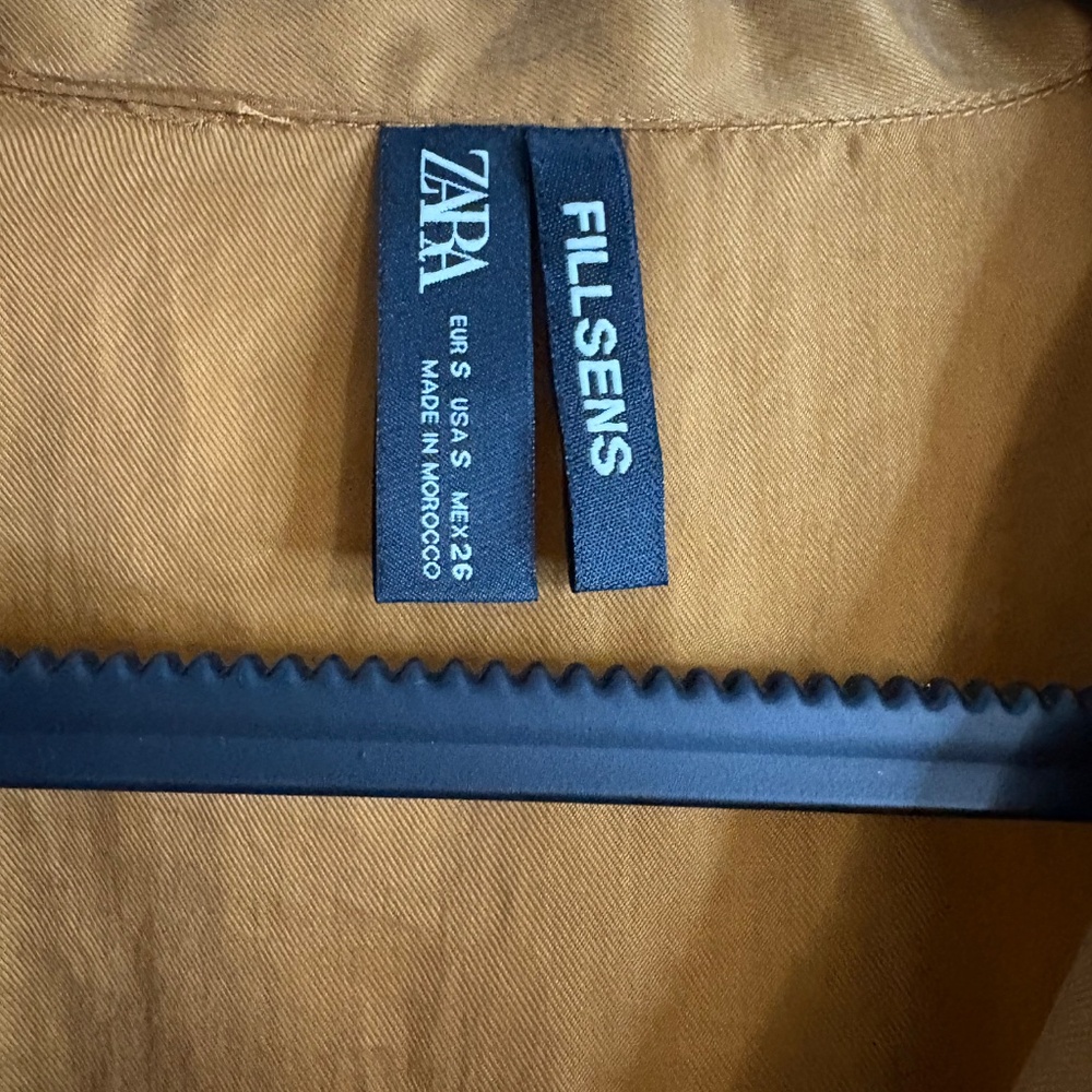 Zara Fillsens Women’s Size S Semi Crop Top/Blouse/Shirt Tan/Brown Ciniched Waist - Picture 5 of 6